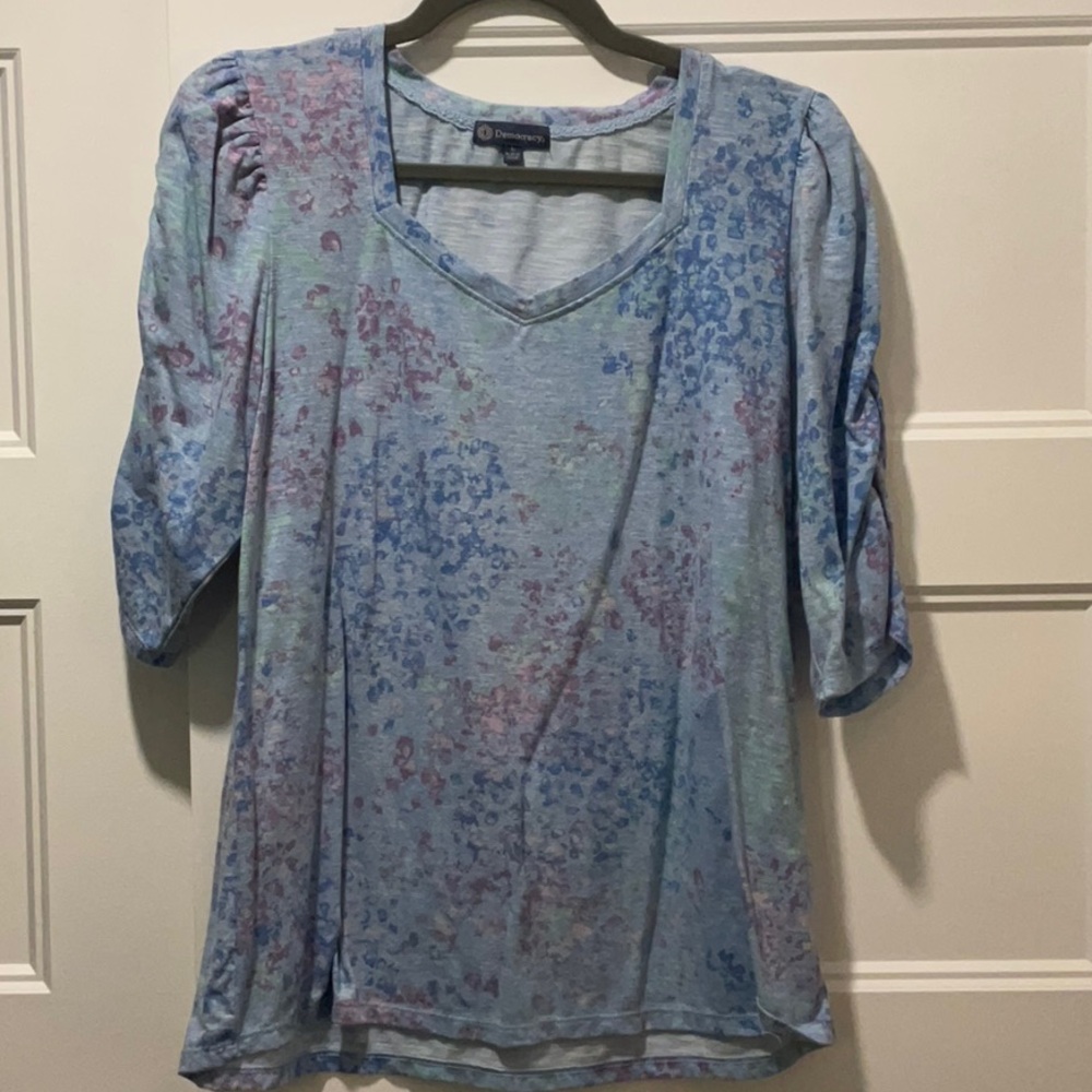 Democracy Silver Pink Boxy Blouse